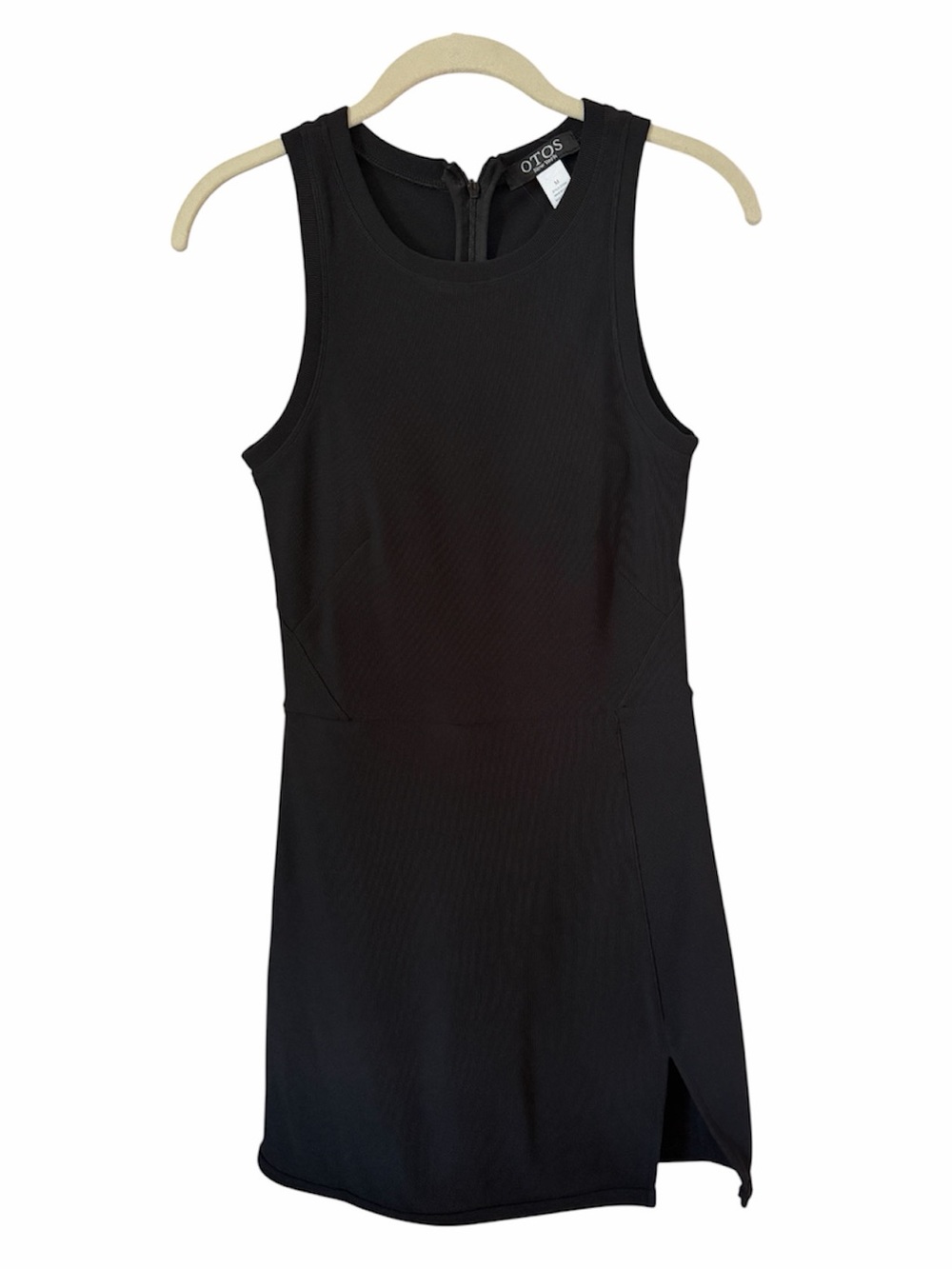 OTOS Athletic Short Sleeveless Ribbed  Mini Dress with Shorts Side Slit Sz M
